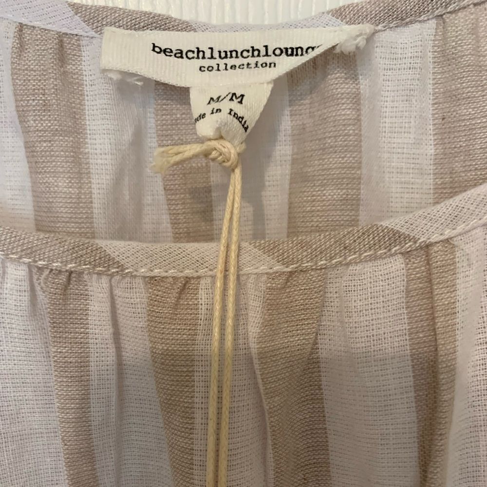 NWT beachlunchlounge linen blend striped maxi dress in khaki. Size Medium - Picture 4 of 6
